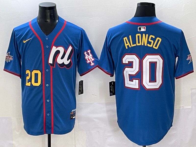 Men 2025 New York Mets #20 Alonso Blue All star Nike MLB Jersey style 5
